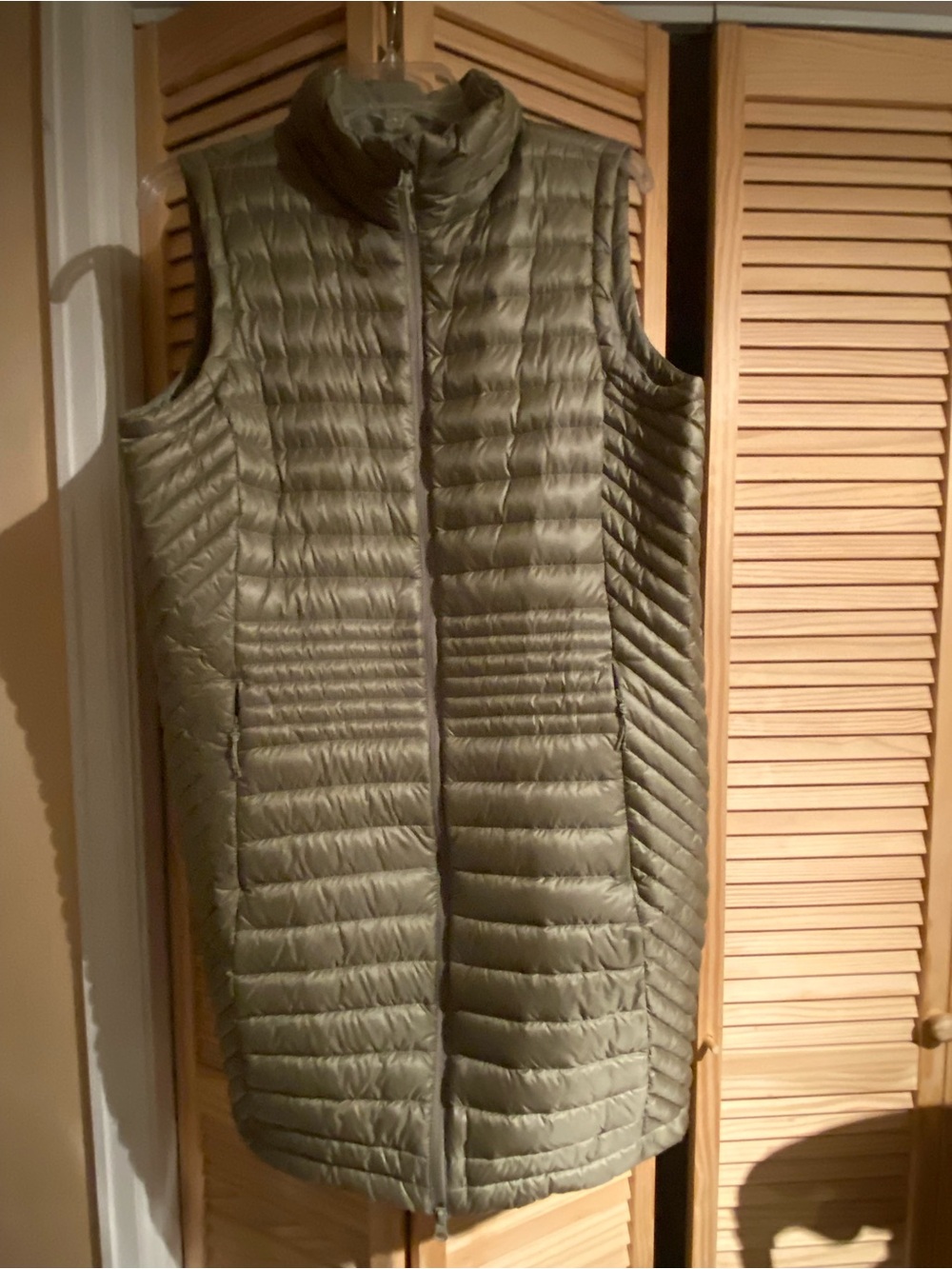 Eddie Bauer Olive Green Quilted Long Packable Vest